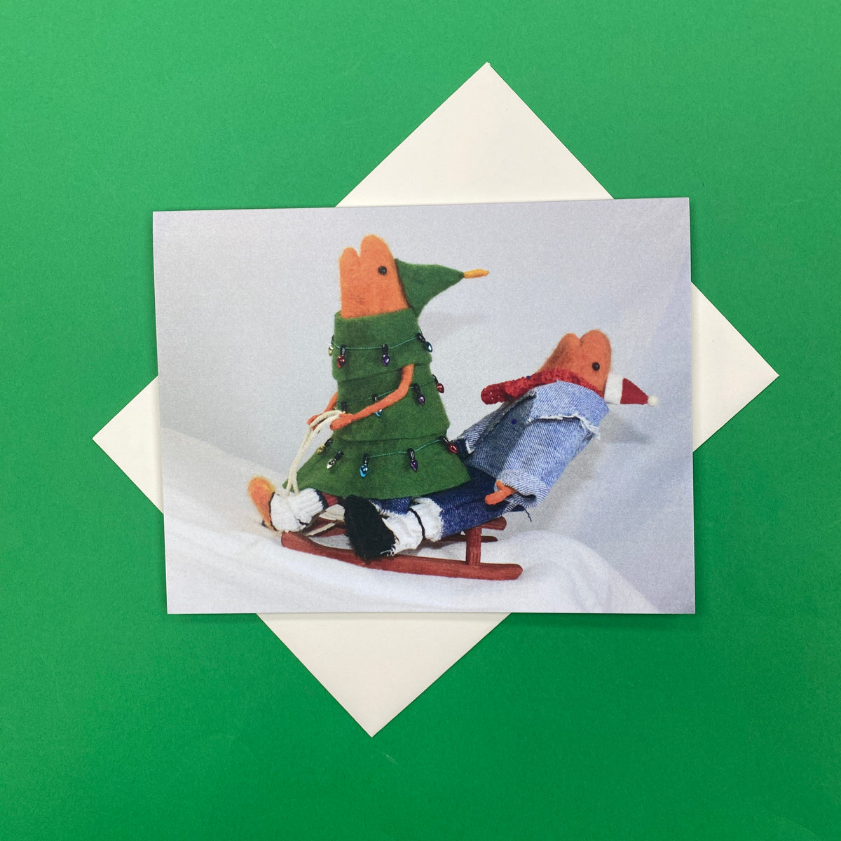 Fish Sled Ride Winter Seasonal Card
