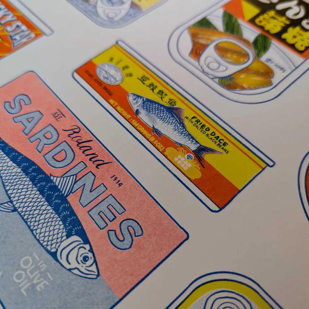 Tinned Fish Egg Risograph Print