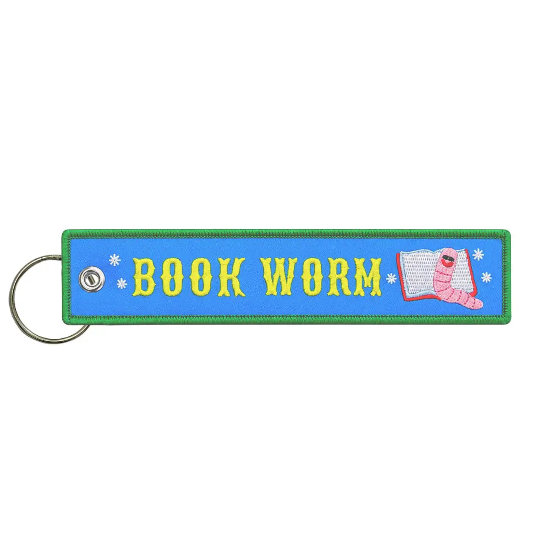 Book Worm Embroidered Keychain