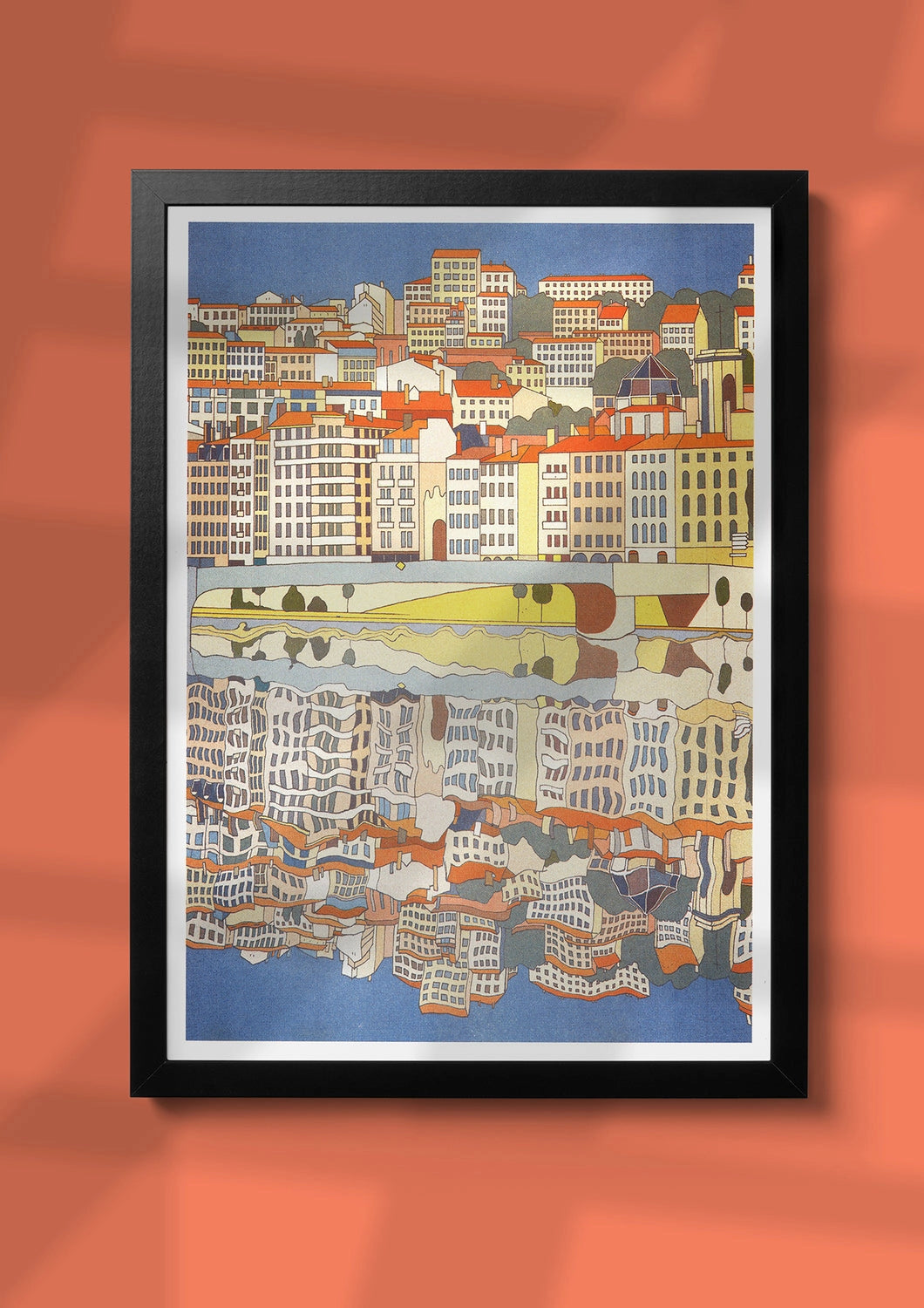 Lyon, Croix Rousse by Emma Roulette Risograph A3 Print