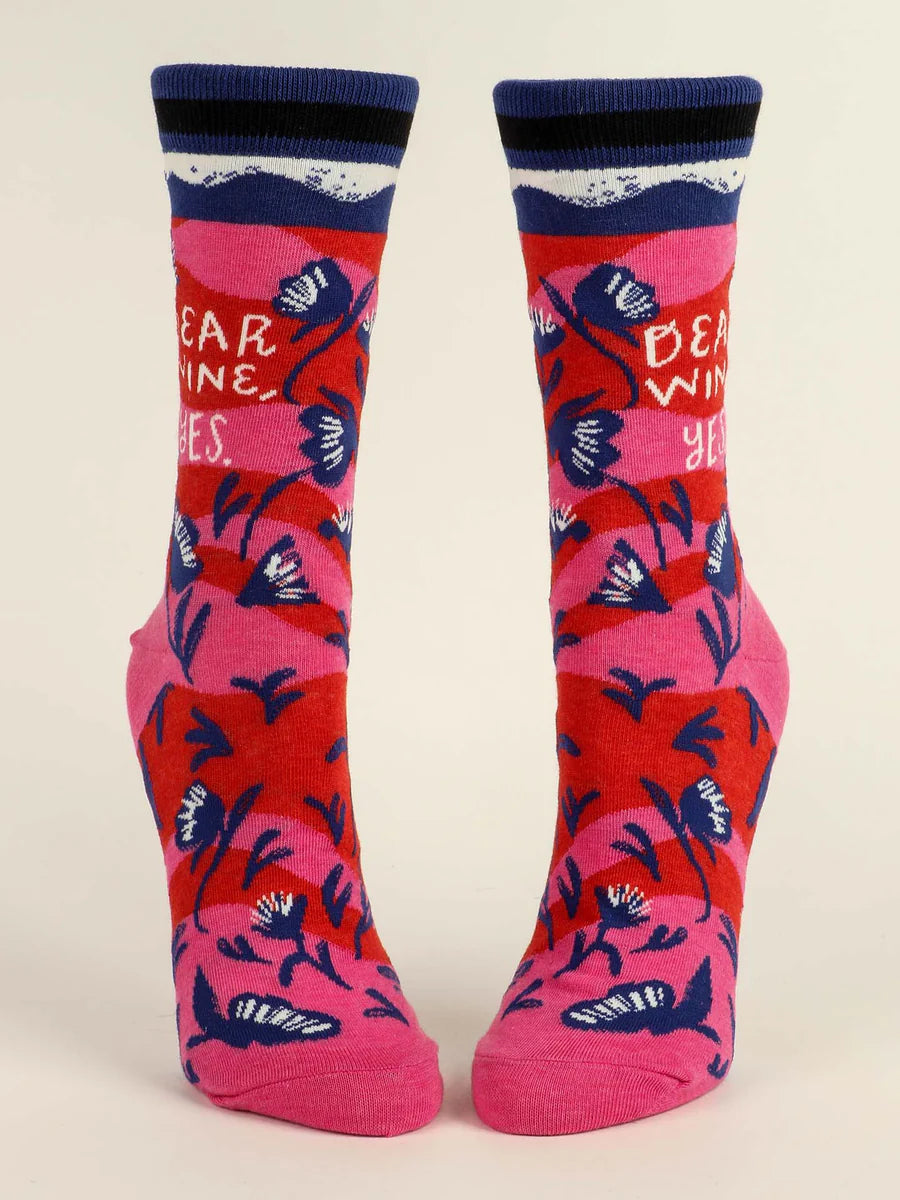 Dear Wine, Yes Crew Socks - W