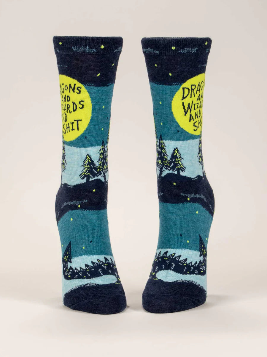 Dragons & Wizards & Shit Crew Socks - W