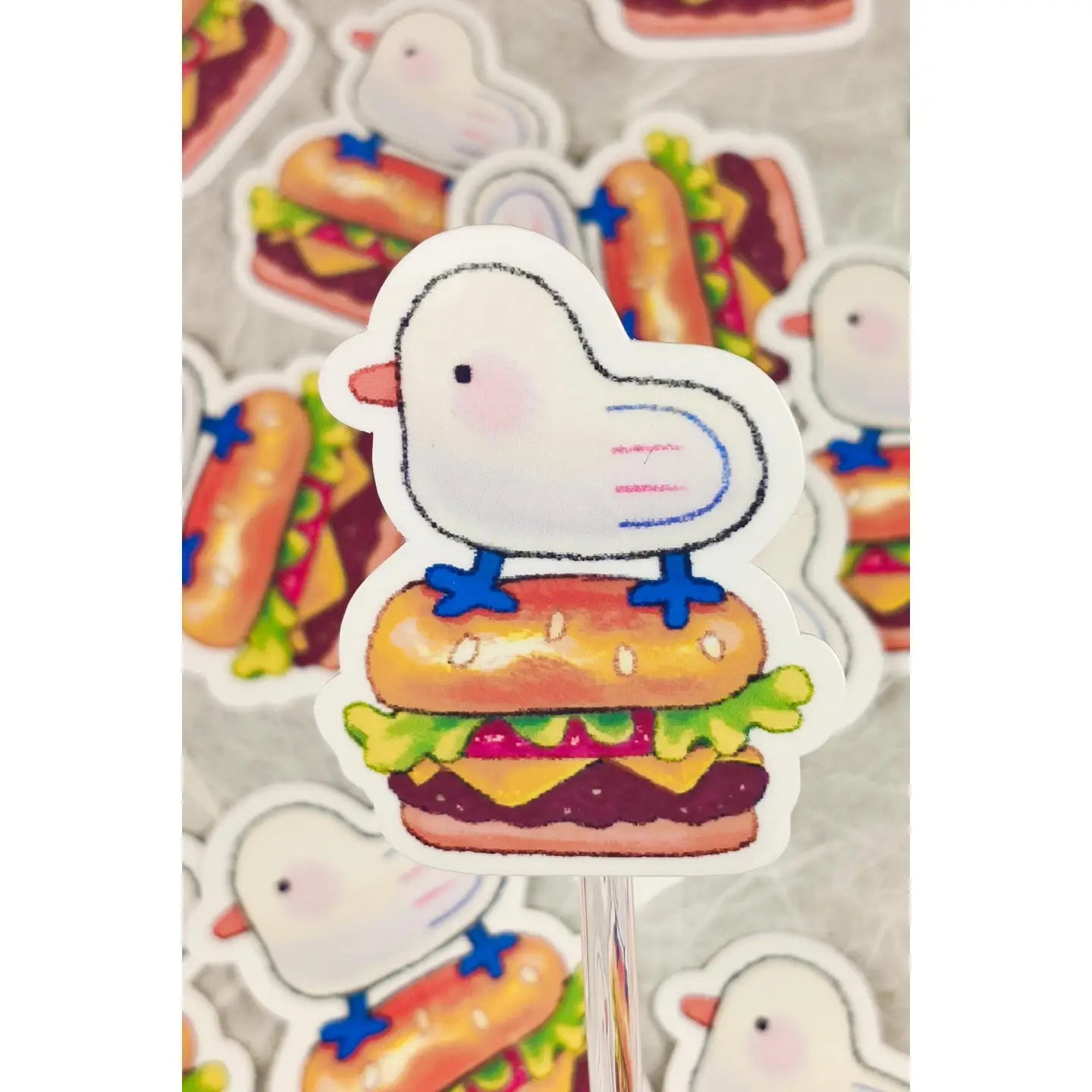 Glossy Seagull Burger Vinyl Sticker