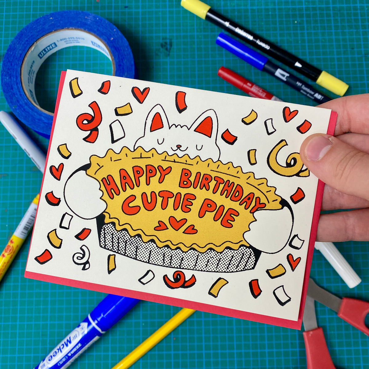 Happy Birthday Cutie Pie Cat Greeting Card