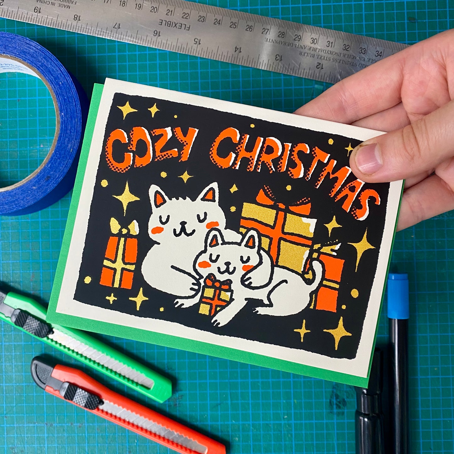 Cozy Christmas Cats Greeting Card