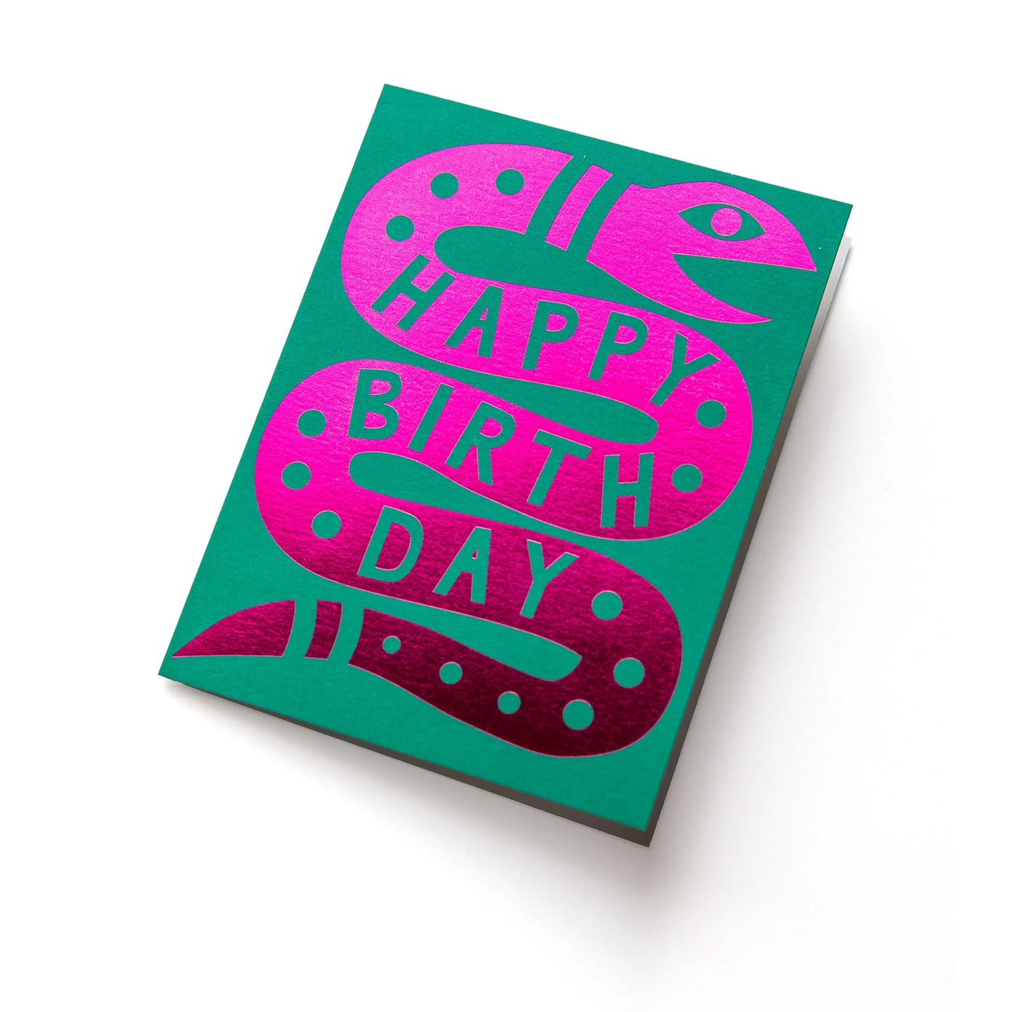 Pink Foil Happy Birthday Snake Greeting Card