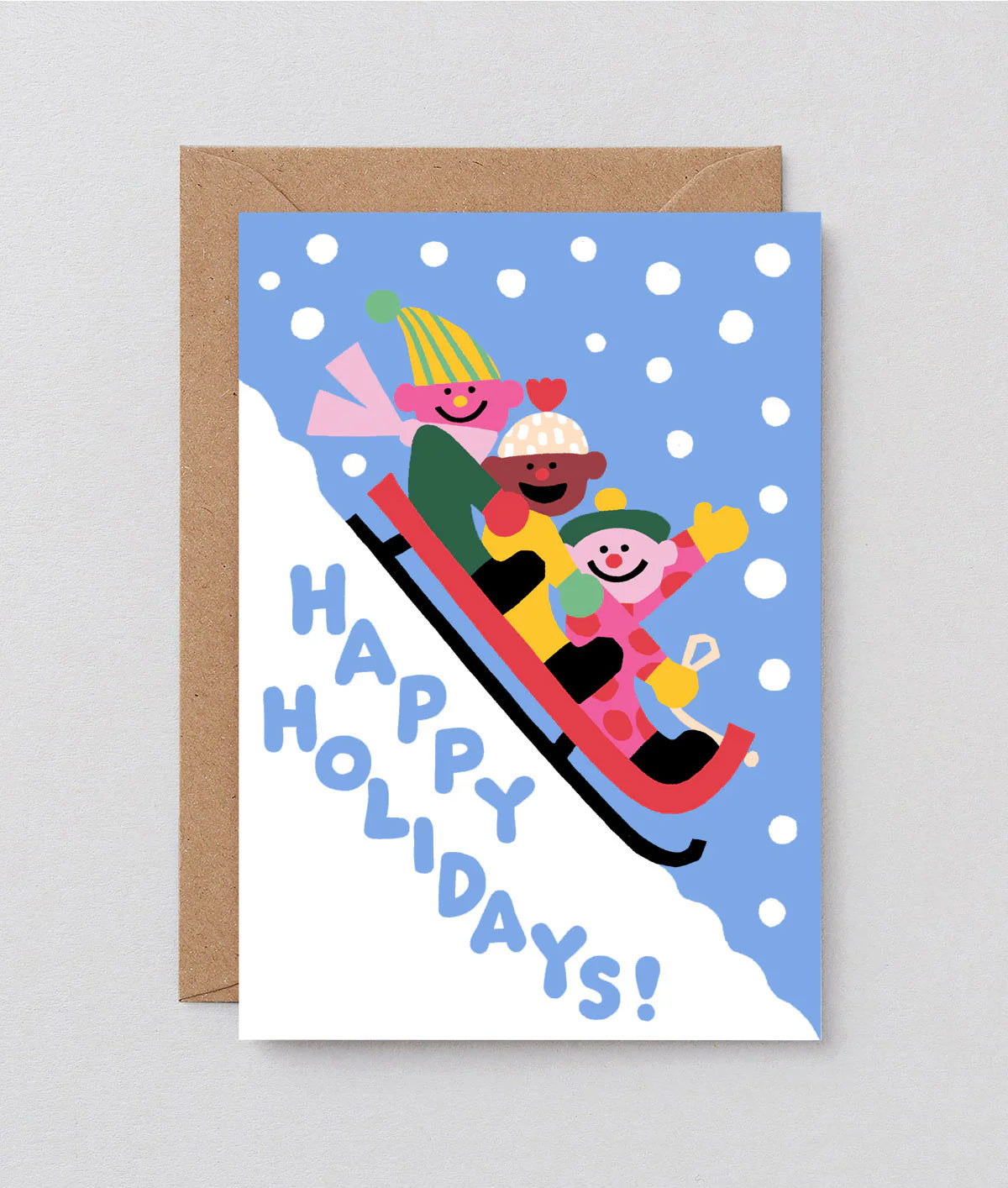 Happy Holidays Sledge Embossed Christmas Card