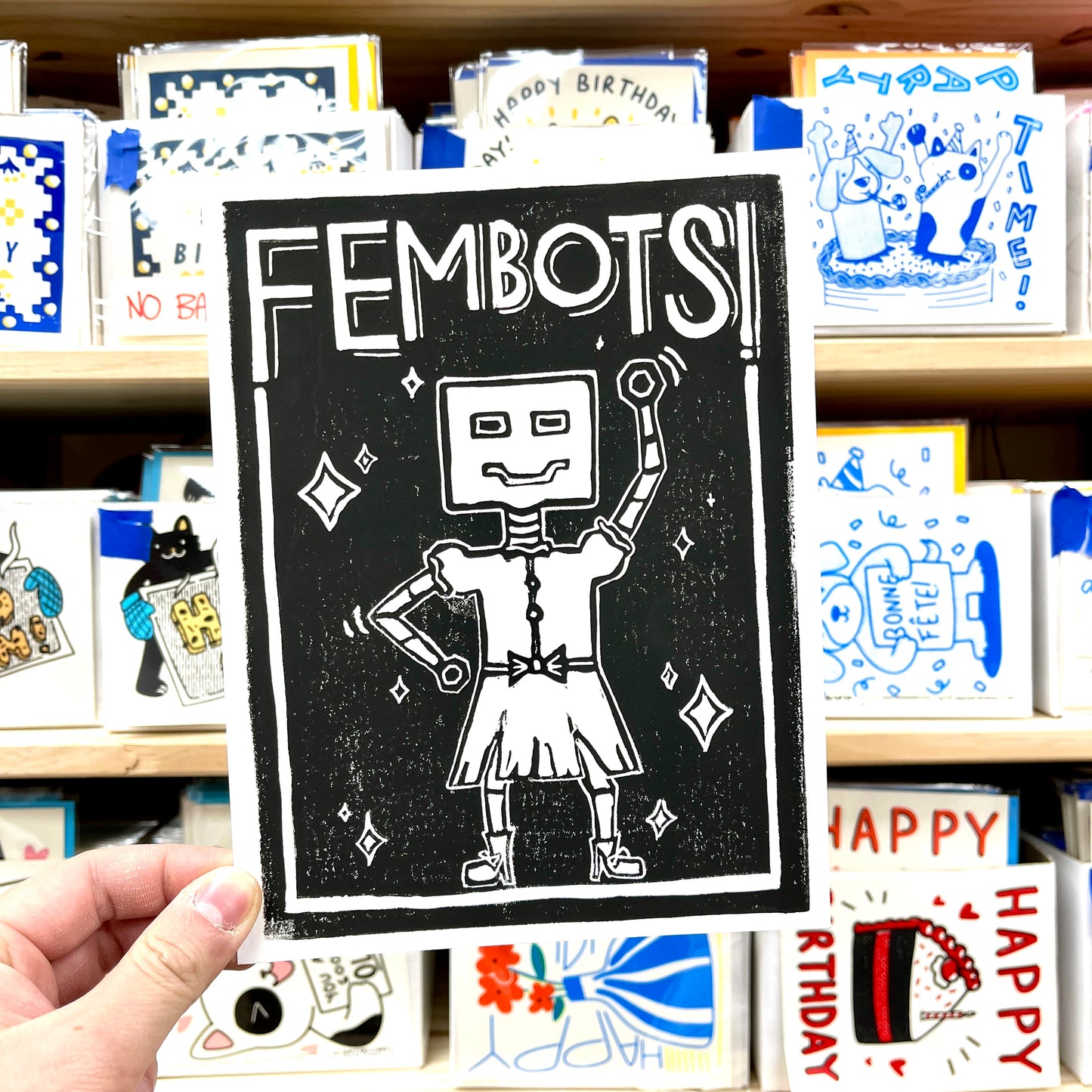 Fembots Lino Print