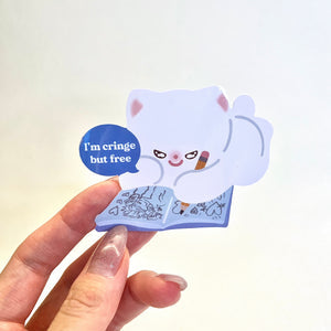 Cringe But Free Kitty - Vinyl Sticker