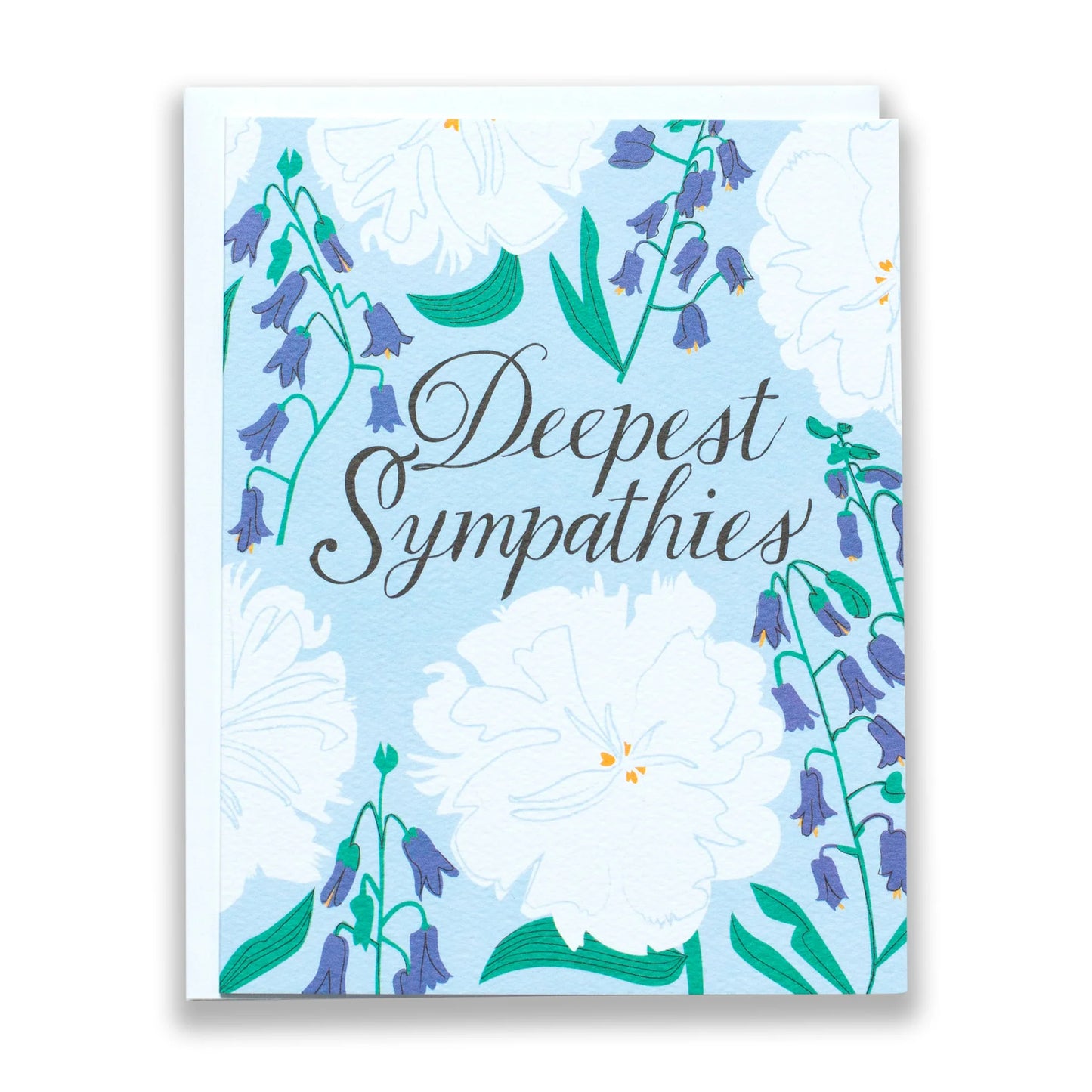 White and Blue Floral Condolence Card