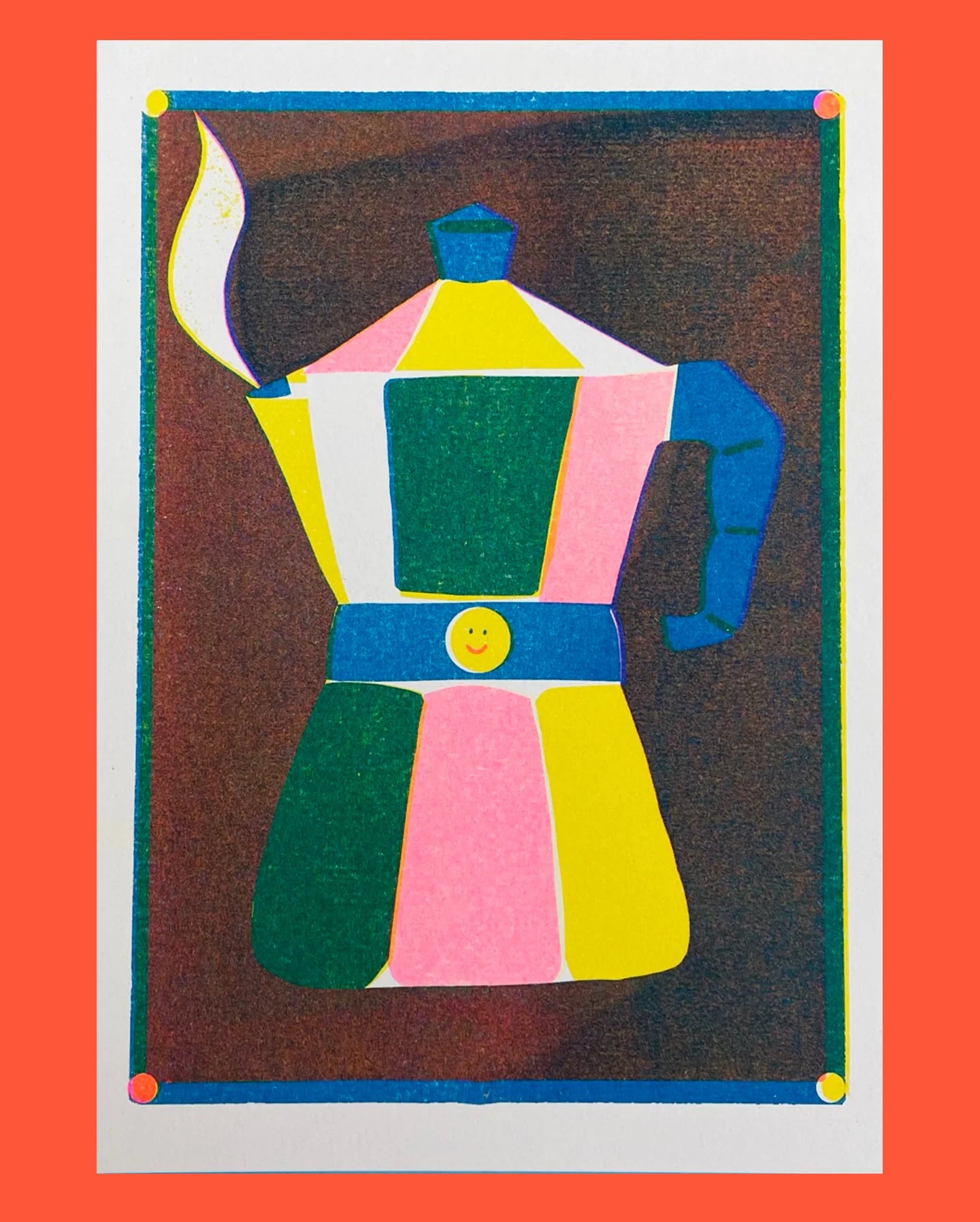 Coffee Pot Risograph Print