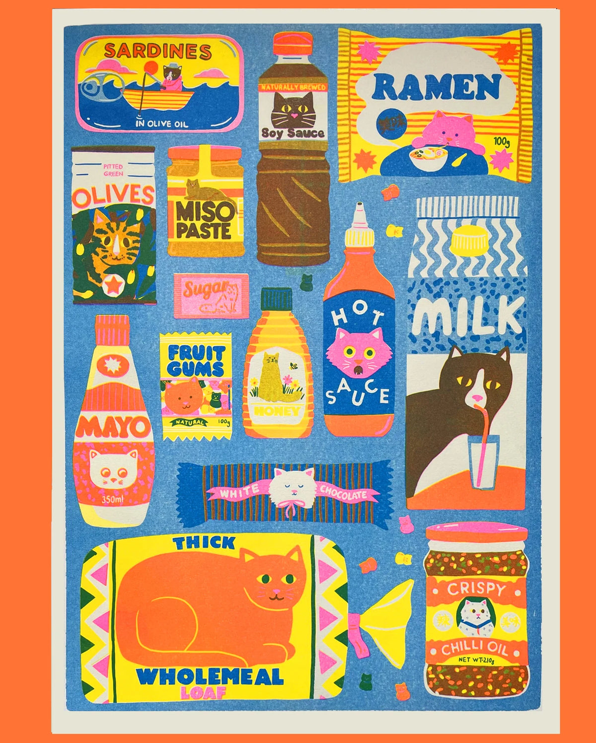 Cat Food Risograph Print