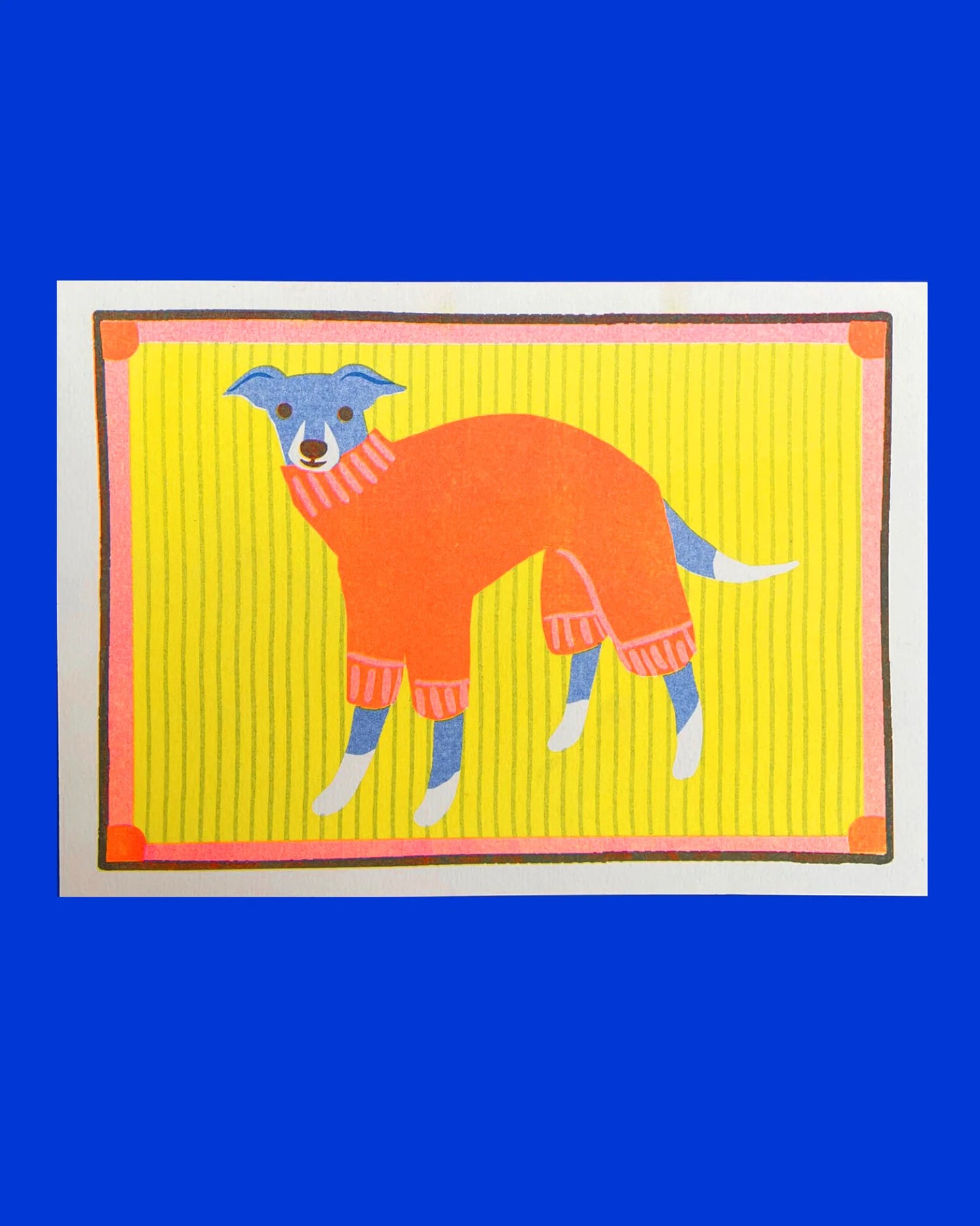 Italian Greyhound Mini Risograph Print