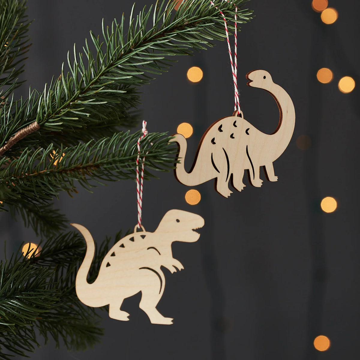 Dinosaur T-Rex and Brontosaurus Ornaments