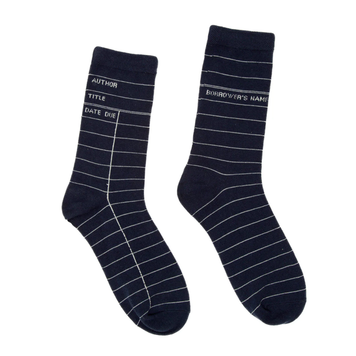 Navy Library Card Socks