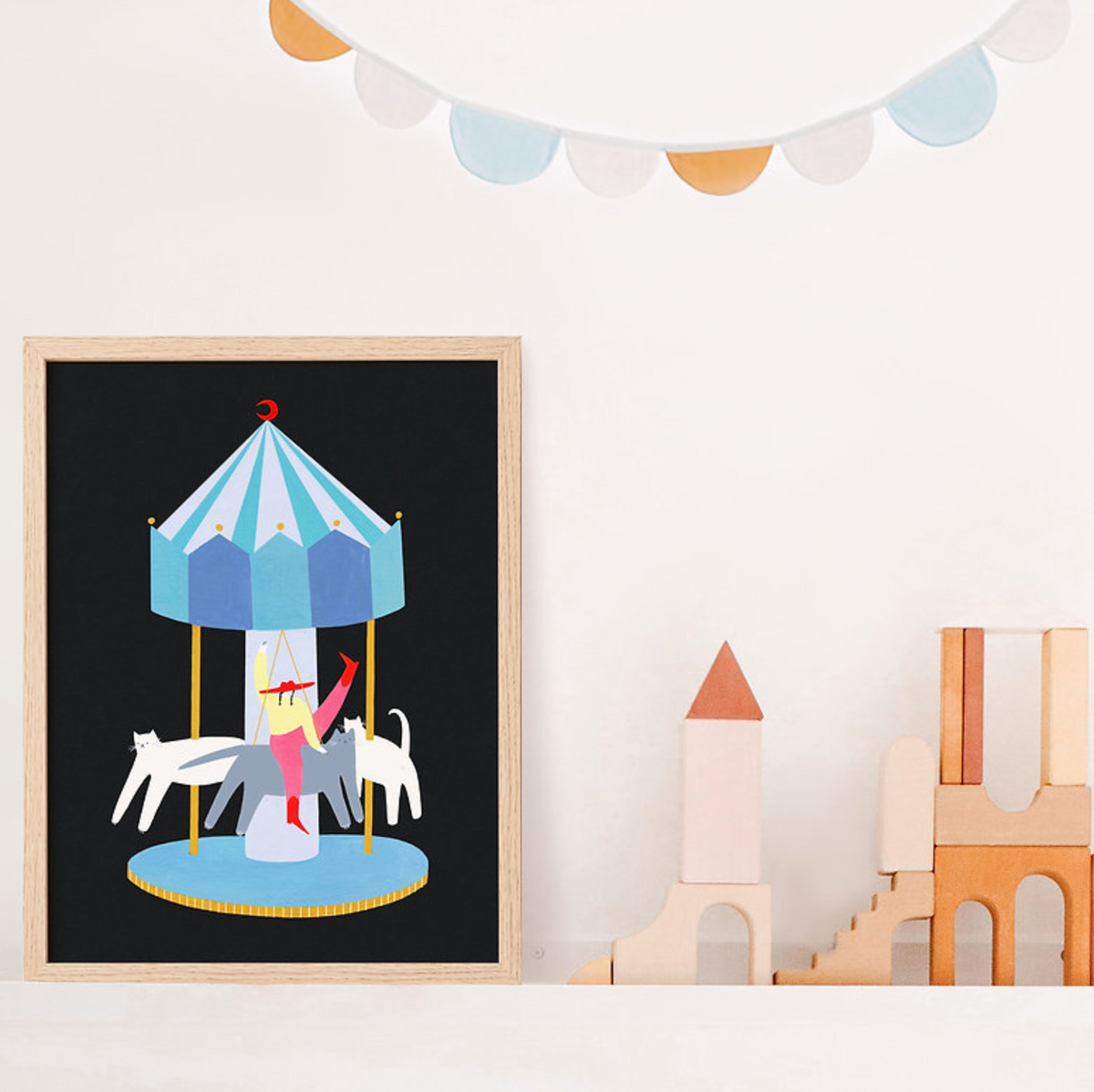 Cat Carousel Art Print