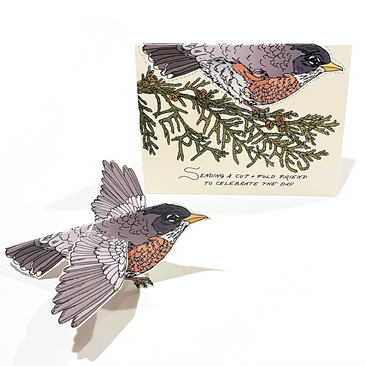 Cut and Fold Craft Card - Robin