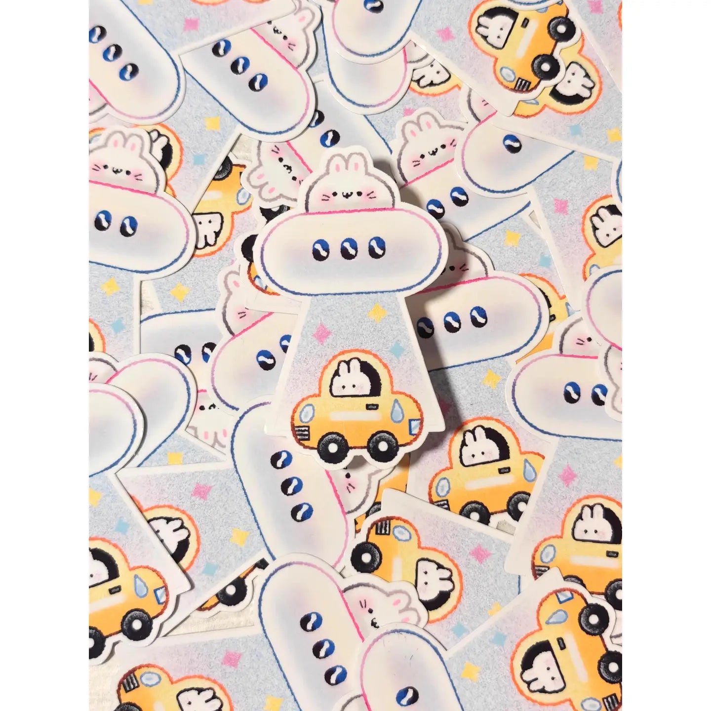 Holographic Ufo Bunny Abduction Vinyl Sticker