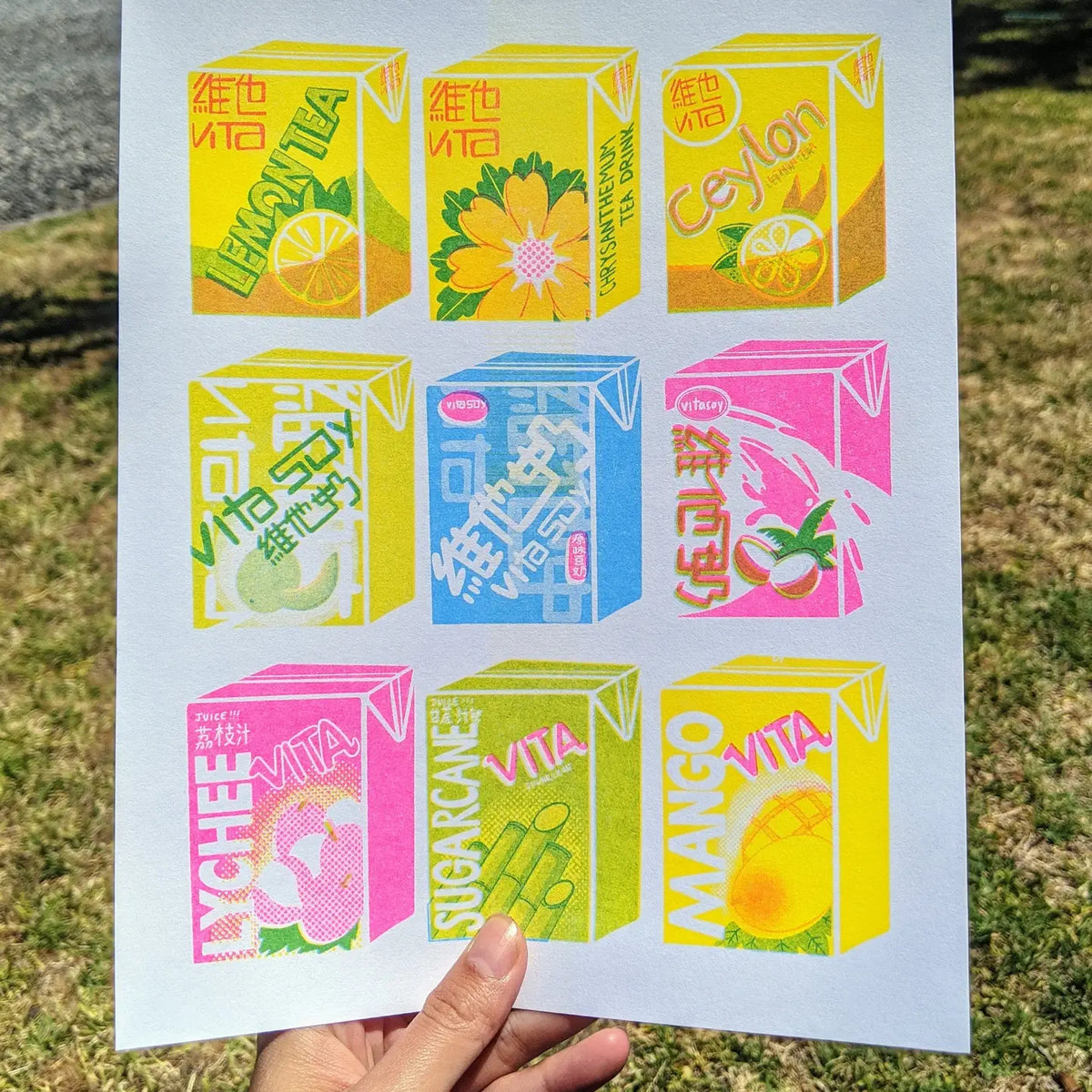 Vita Tea Drinks Risograph Print