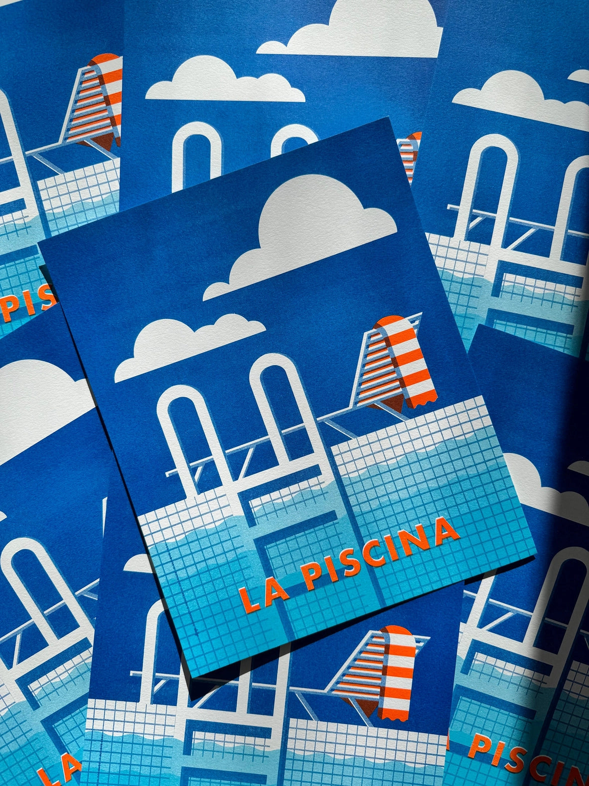 Retro Poolside Risograph Print