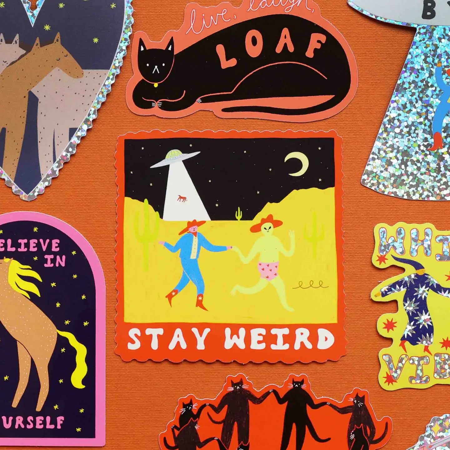 Stay Weird Cowboy Alien Vinyl Sticker