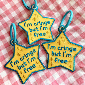 I'm Cringe but I'm Free Star - Embroidered Keychain