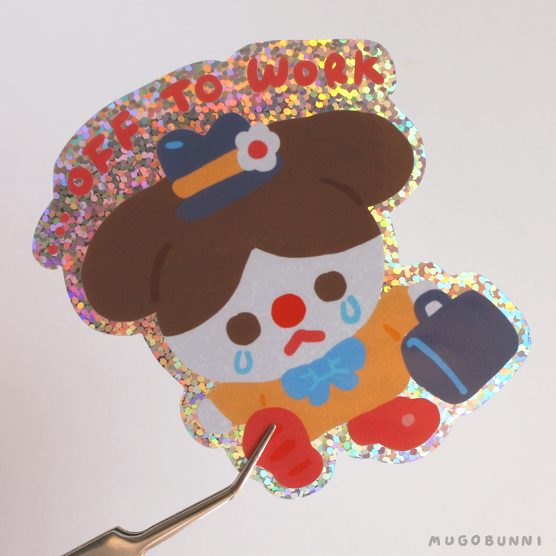 Clown Off to Work Sticker