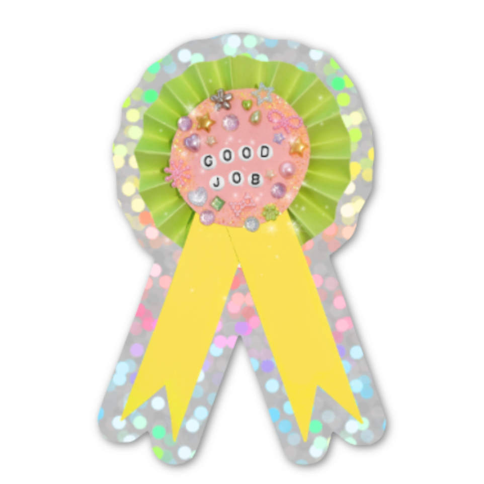 Good Job Ribbon Holographic Sticker