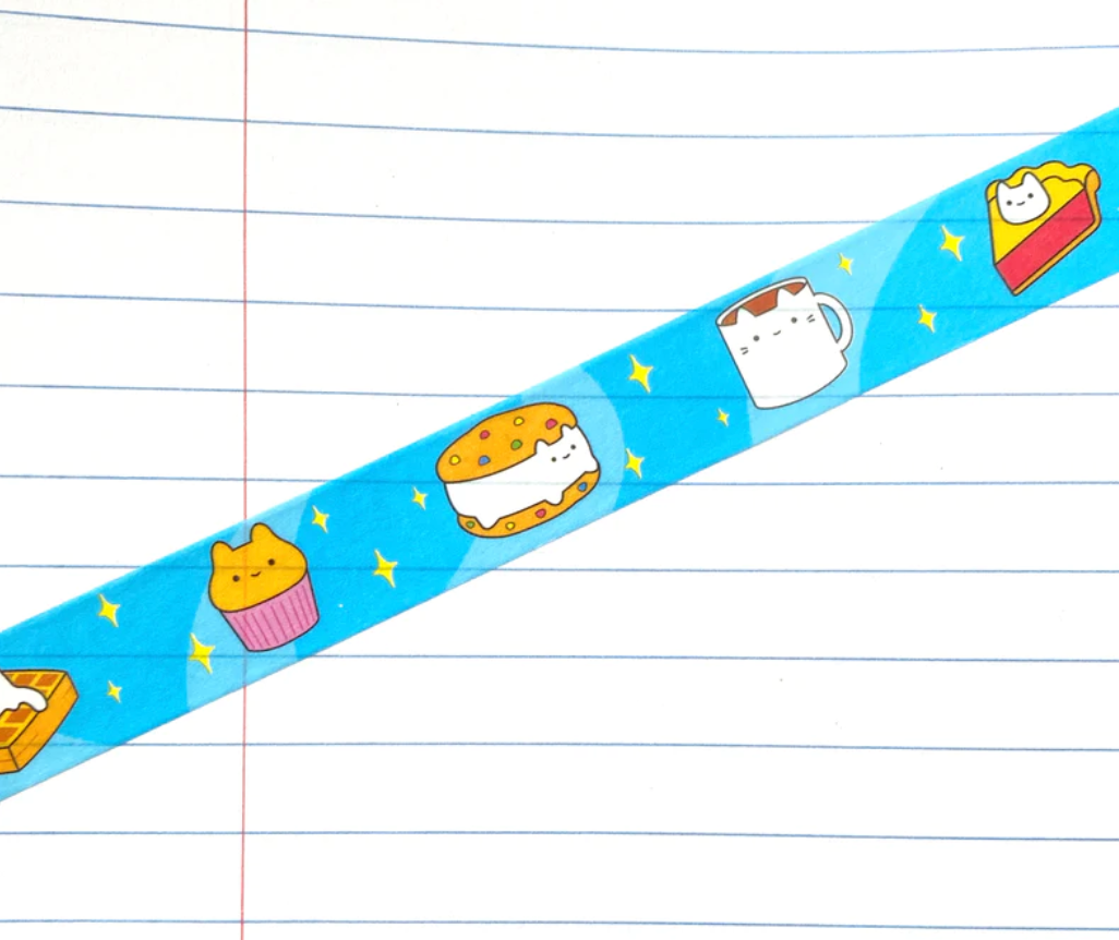 Blue Dessert Cats Washi Tape