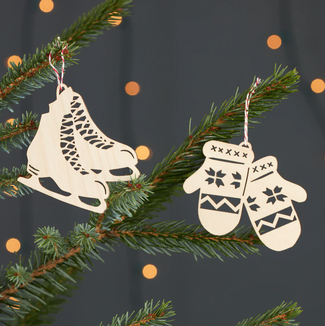 Skates and Mitts Ornament Set