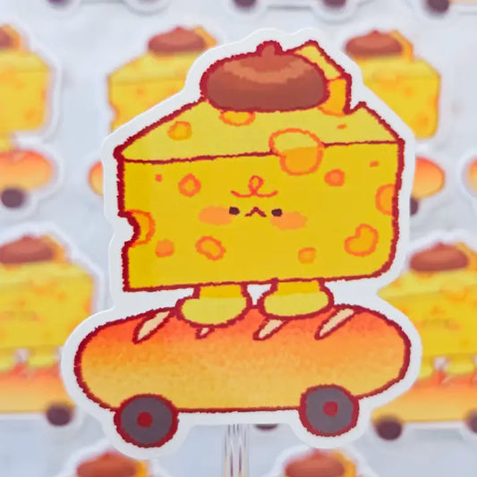 Glossy Cheddar the Skater Boy Vinyl Sticker