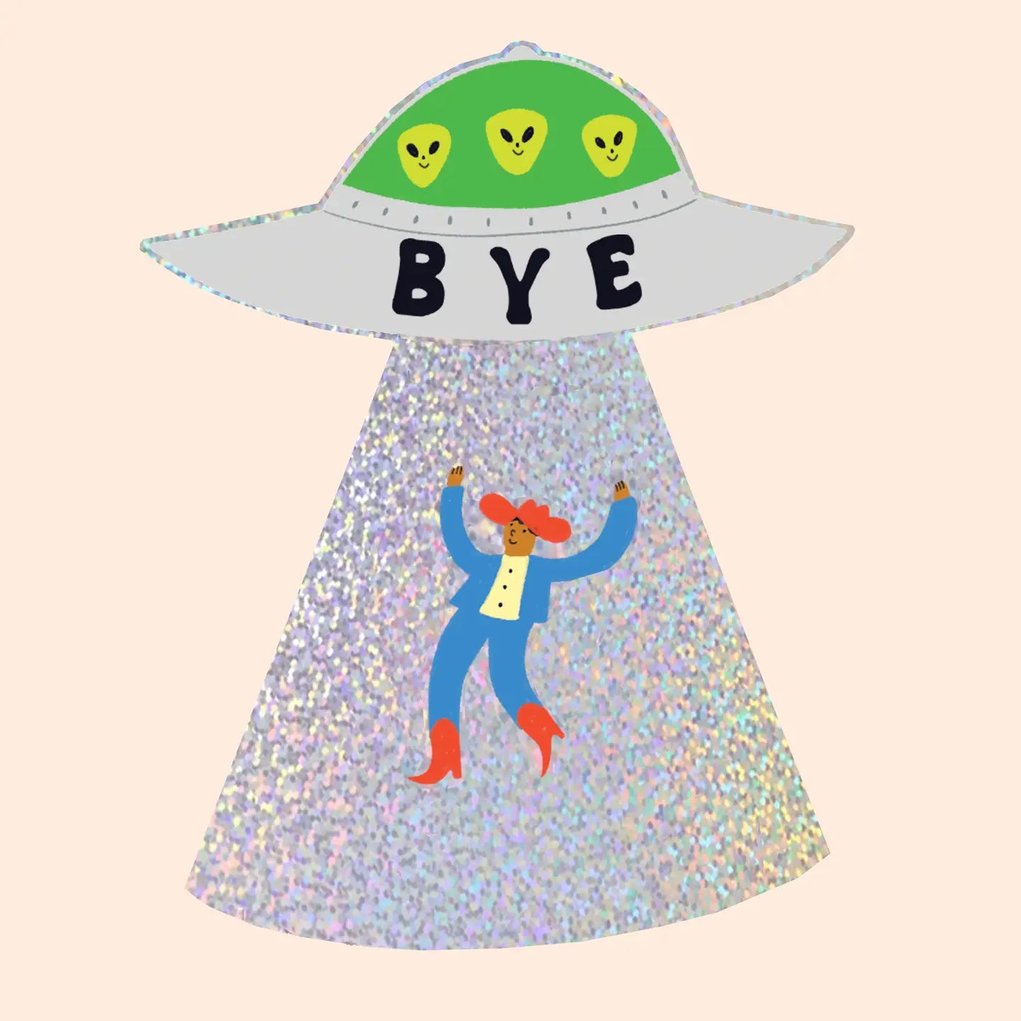 BYE Cowboy Ufo Glitter Vinyl Sticker
