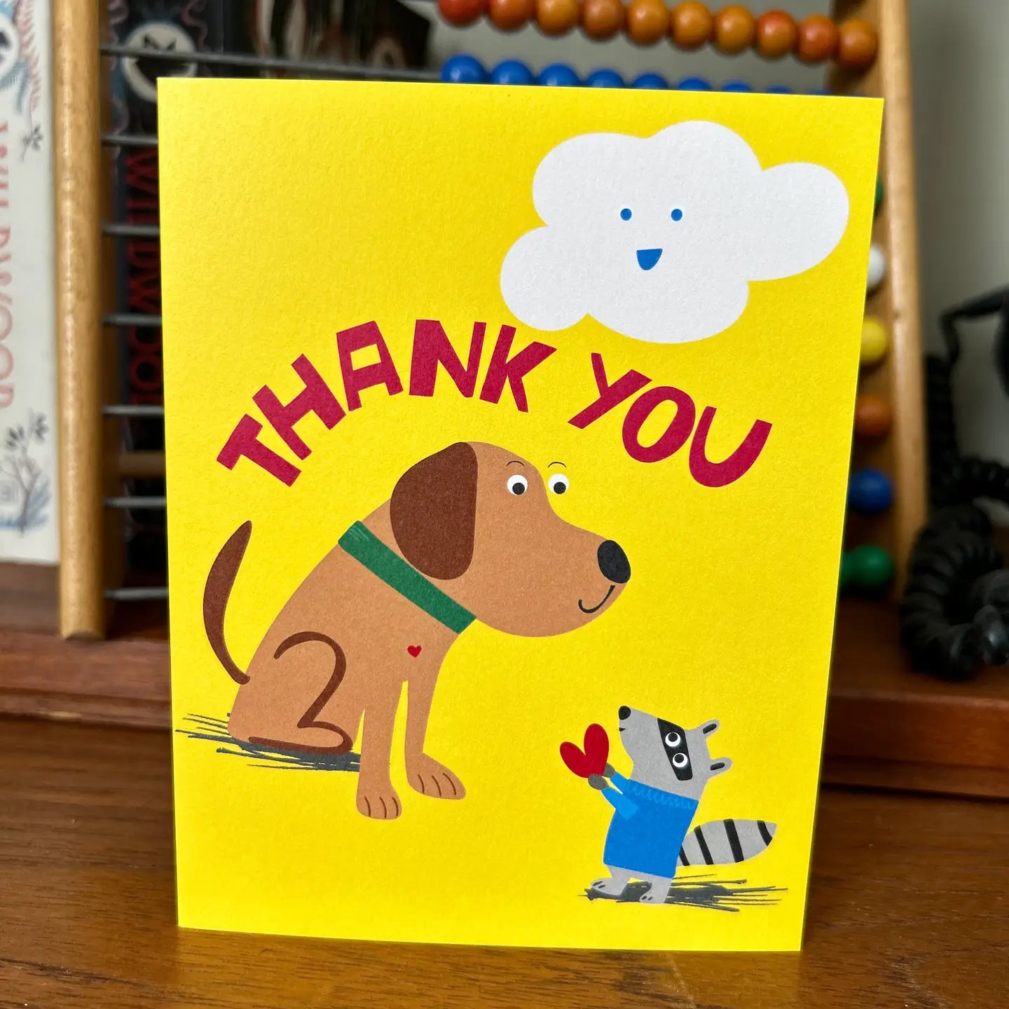 Thank You Dog and Racoon Greeting Card