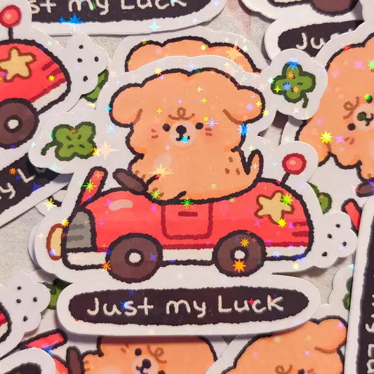 Holographic Just My Luck Vinyl Sticker