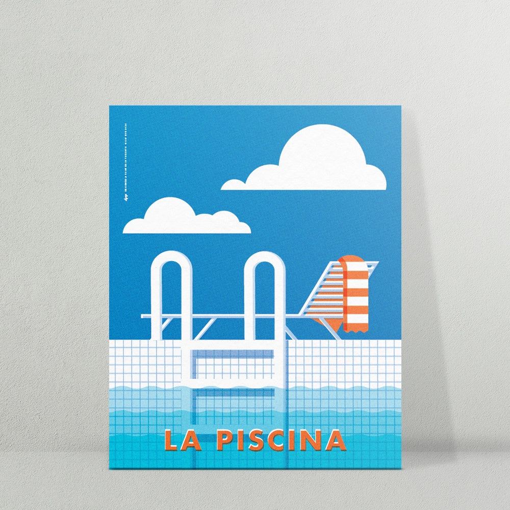 Retro Poolside Risograph Print
