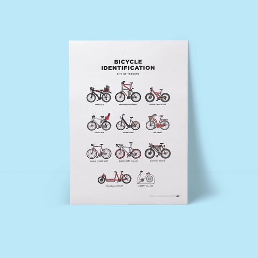 Toronto Neighbourhoods Bicycle Risograph Print