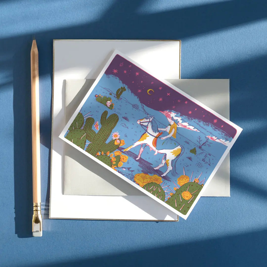 Cowgirl Chequerboard Greeting Card