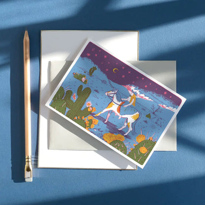 Cowgirl Chequerboard Greeting Card