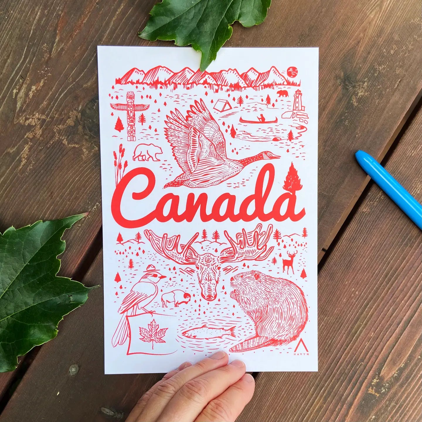 Canada Symbols 6x9 Postcard