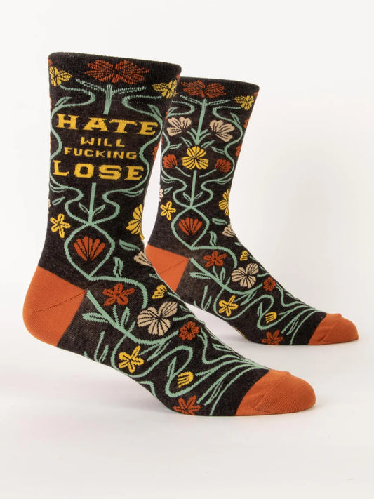 Hate Will Fucking Lose  Crew Socks - M