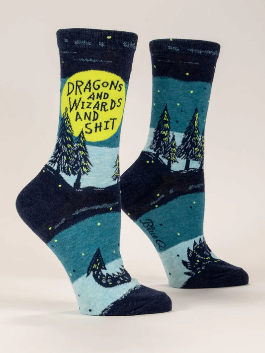 Dragons & Wizards & Shit Crew Socks - W