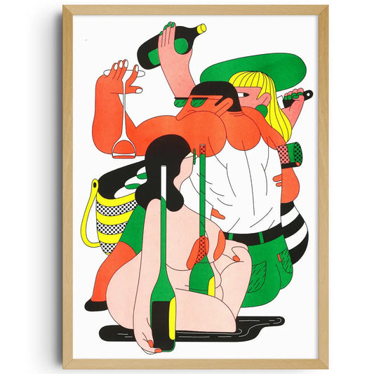 Bottle (Bouteille) by Simon Landrein Risograph A3 Print