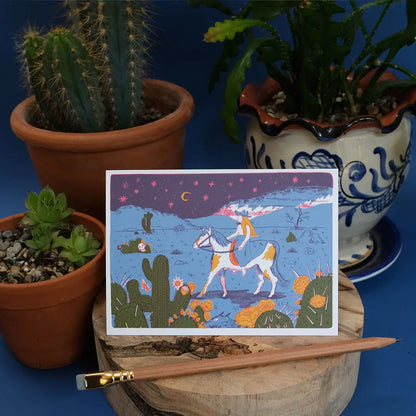 Cowgirl Chequerboard Greeting Card