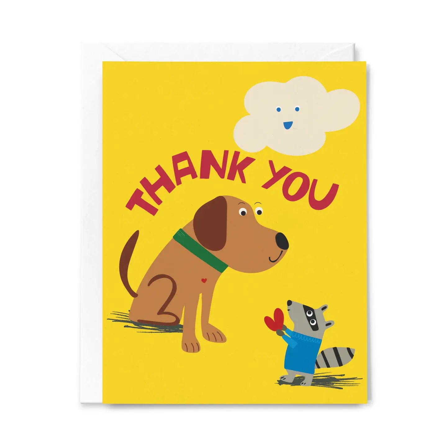 Thank You Dog and Racoon Greeting Card