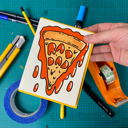 Rad Dad Drippy Pizza Slice Greeting Card
