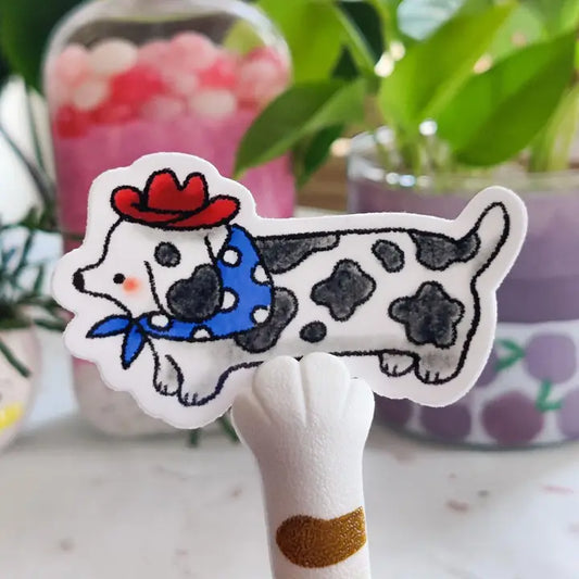 Glossy Cowboy Weiner Dog Vinyl Sticker