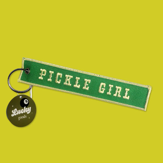 Pickle Girl Embroidered Keychain