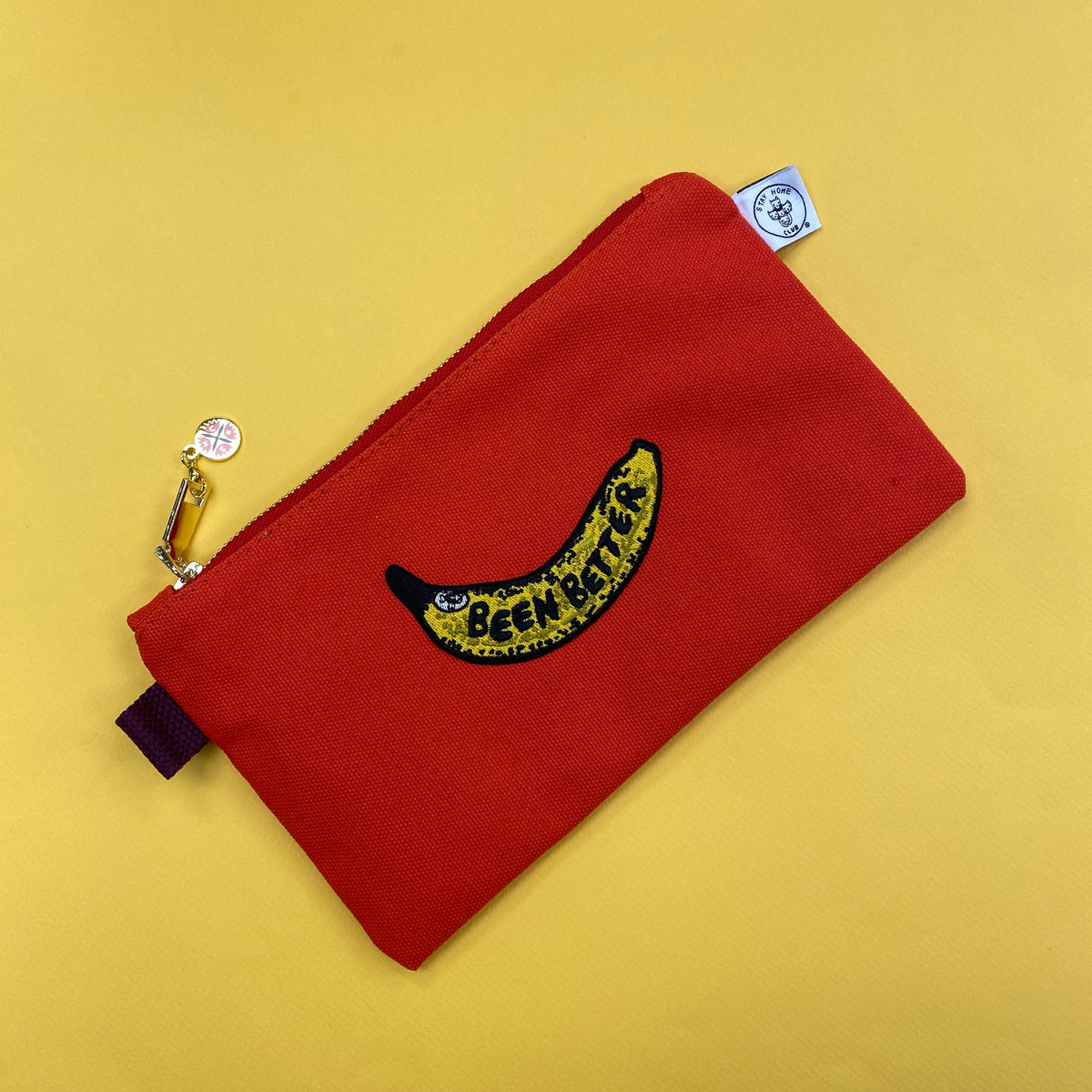 Patched Canvas Zipper Pouch