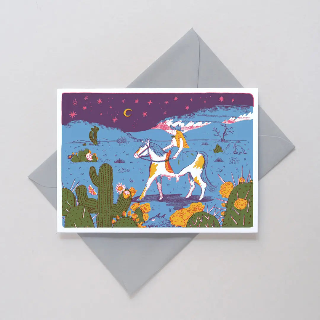 Cowgirl Chequerboard Greeting Card