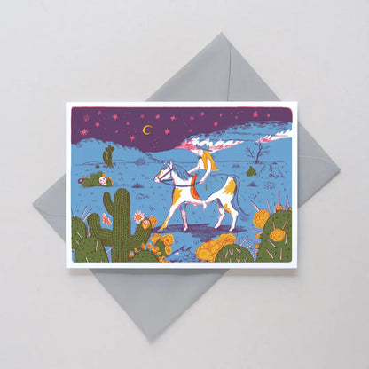 Cowgirl Chequerboard Greeting Card